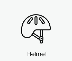 Helmet vector icon.  Editable stroke. Linear style sign for use on web design and mobile apps, logo. Symbol illustration. Pixel vector graphics - Vector