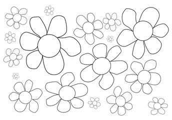 vector simple outline flowers illustration, wallpaper and backround