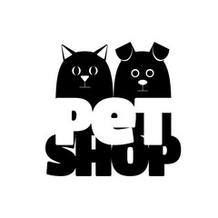 Black and white Pet shop logo. Dog and cat icon design.
