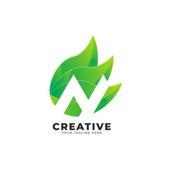 Nature Green Leaf Letter N Logo Design. monogram logo. Green Leaves Alphabet Icon. Usable for Business, Science, Healthcare, Medical and Nature Logos.Flat Vector Logo Design Template Element. Eps10