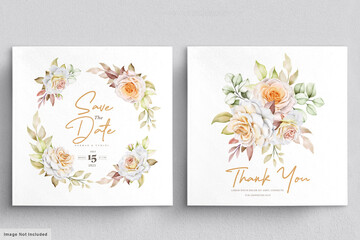 Fototapeta na wymiar watercolor floral wedding invitation card template