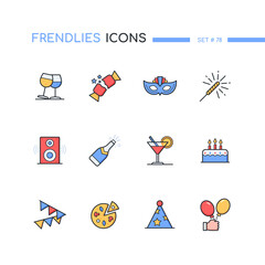 Party - modern line design style icons set