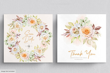 watercolor floral wedding invitation card template