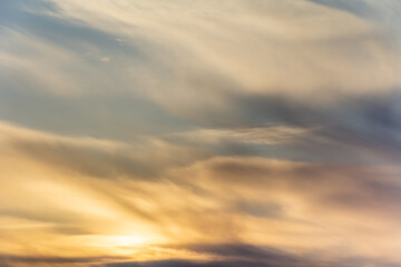 Colorful sky at sunset, background. 