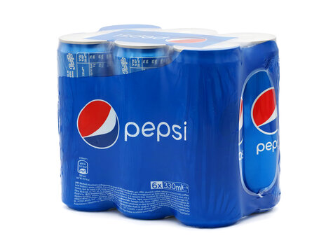 BUCHAREST, ROMANIA - DECEMBER 03, 2020. Pepsi pack of six can isolated on white