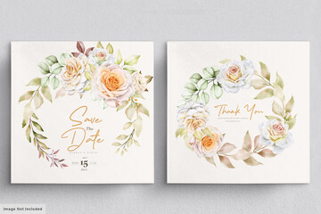 watercolor floral wedding invitation card template