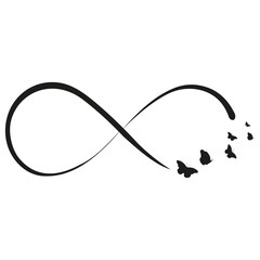 infinity icon with butterflies.vector icon on white background