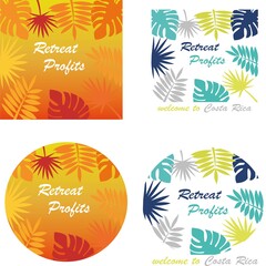 Tropical background icon. palm leaves vector