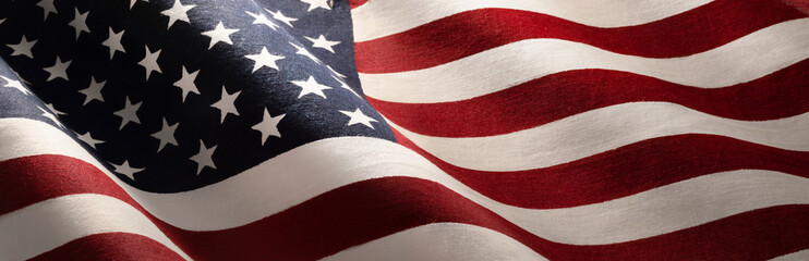American Wave Flag Backgroun. USA - obrazy, fototapety, plakaty