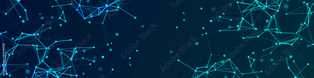Poster polygonal background with dots and lines. network connection structure. science and technology. 3d