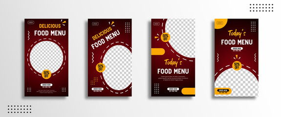 social media story banner template set, sales promotion, culinary promotion, ready to edit and use.