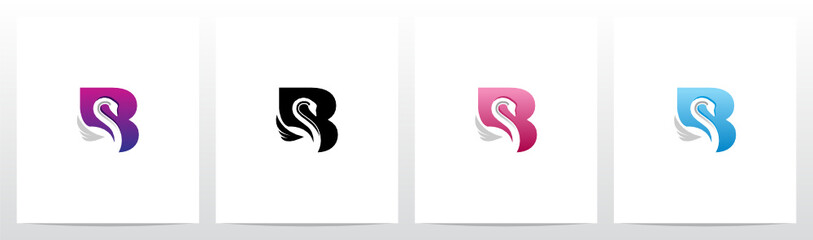 Swan On Letter Logo Design B