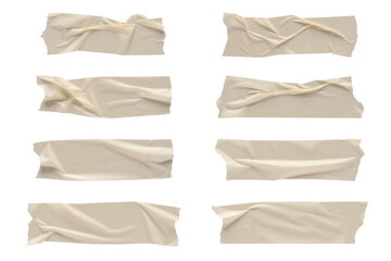 Realistic adhesive tape collection Sticky scotch tape of different sizes.