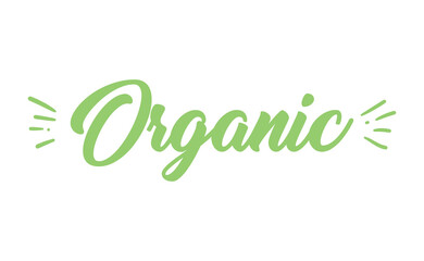 Organic lettering. Hand drawn word organic. Logo template for organic products, healthy food markets.