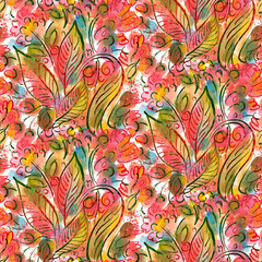 Seamless pattern with watercolor flowers