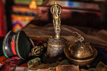 Religious objects in Buddhist monastery