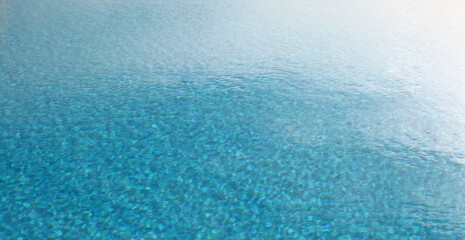 Brur Sky Reflection in water surface. Blue pool background.