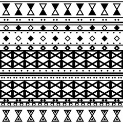 Ethnic monochrome ornament. Consists of rhombuses and circles. Vector.