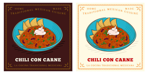 Fototapeta premium A bowl of chili con carne served with tortilla chips
