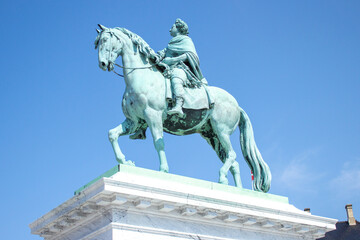 Obraz premium Equestrian statue of King Frederick V of Denmark at Amalienborg Slot (Amalienborg Palace) copenhagen Region Sjælland (Region Zealand) Denmark