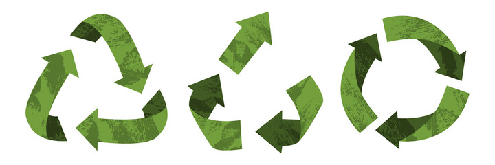 Vector recycling, upcycling signs, isolated icons on white background. Green reuse symbols for ecological design. Zero waste lifestyle - 426414928