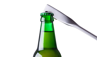 der Hals einer grünen Bierflasche 