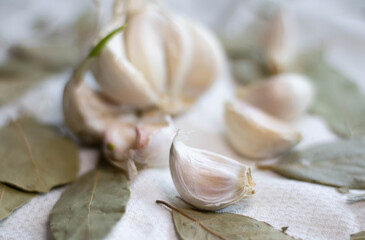 garlic on wooden background