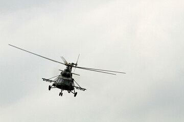 Fototapeta na wymiar Special forces helicopter in action
