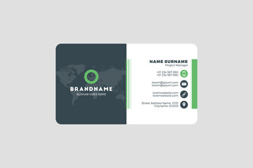 Corporate Business Card Print Template. Personal Visiting Card with Company Logo. Vector Illustration