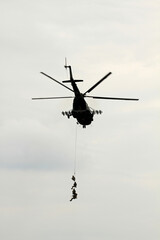 Special forces helicopter in action
