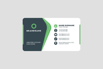 Corporate Business Card Print Template. Personal Visiting Card with Company Logo. Vector Illustration