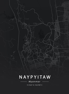 Map of Naypyitaw, Myanmar
