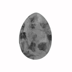 Easter egg - textured concrete, isolated on white background. Watercolor monochrome painting. Design for background, cover and packaging, Easter and food illustration, greeting card.