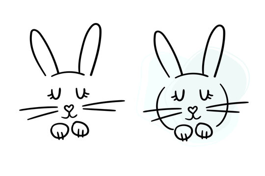 vector hand-drawn cute cartoon rabbit. print, sticker, logo, icon, sketch, doodle. isolated on a white background. children's drawing. bunny