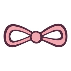 Naklejka premium Holiday pink bow icon, hand drawn and outline style