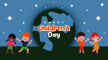 Happy children's day background illustration vector.