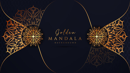  Mandala design with golden arabesque pattern Arabic Islamic east style. Ornamental luxury mandala design