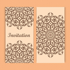Mandala invitation card design.Floral card template design.Ornate date invitation card.