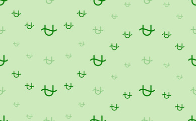 Seamless pattern of large and small green zodiac ophiuchus symbols. The elements are arranged in a wavy. Vector illustration on light green background