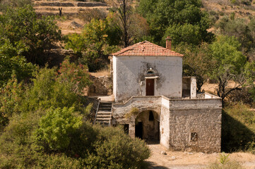 Fototapeta na wymiar summer at a monastery in the countryside on a mediterranean island