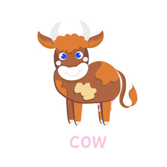 Fototapeta premium Red cow icon 3D farm animal art design element for web, for print, for fabric print, for product design, for packing design