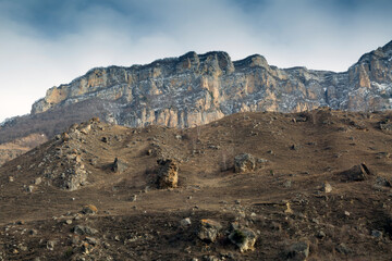 Sheer cliffs in the North Caucasus, Kabardino-Balkaria, Russia.