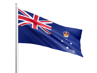 Victoria (state of Australia) flag waving on white background, close up, isolated. 3D render
