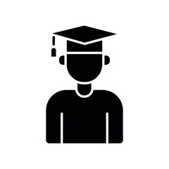 University graduate glyph icon. Internet education. Distant studying. Vector isolated illustration.