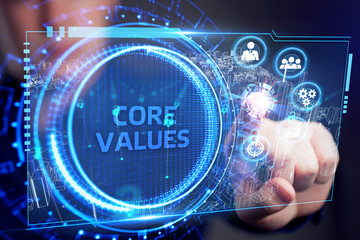 Business, Technology, Internet and network concept. Core values responsibility ethics goals company...
