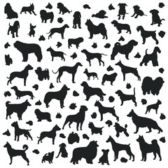 Dogs Silhouette Animals Clip Art Illustration. Doggy Breeds Vector Design Icon  Animals.