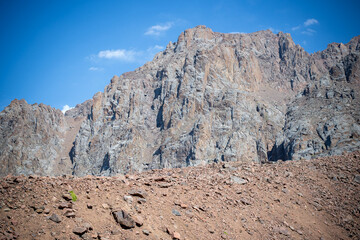 Majestic landscape with rocks and mountain peaks