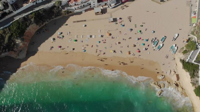 Drone over praia do Carvoeiro, Algarve, Portugal