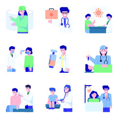 
Pack of Clinics and Doctors Flat Concept Icons

