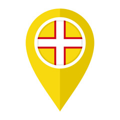 Obraz premium flat map marker icon with dorset flag isolated on white background 